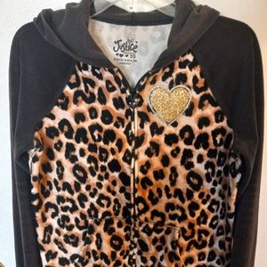 Justice - Girl Size 20 - Leopard print Velour - Hoodie